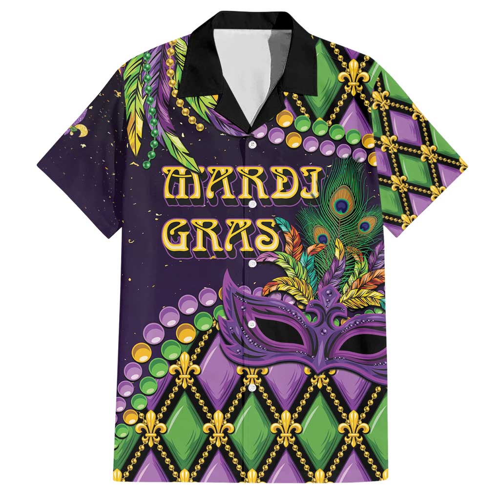 Personalized Mardi Gras Hawaiian Shirt Luxury Mask Fleur De Lis - Wonder Print Shop