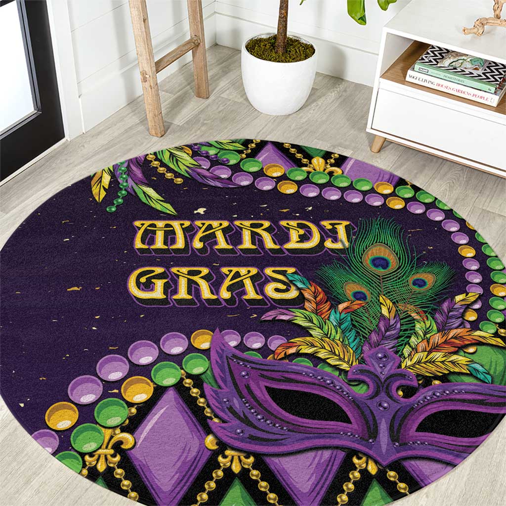 Mardi Gras Round Carpet Luxury Mask Fleur De Lis