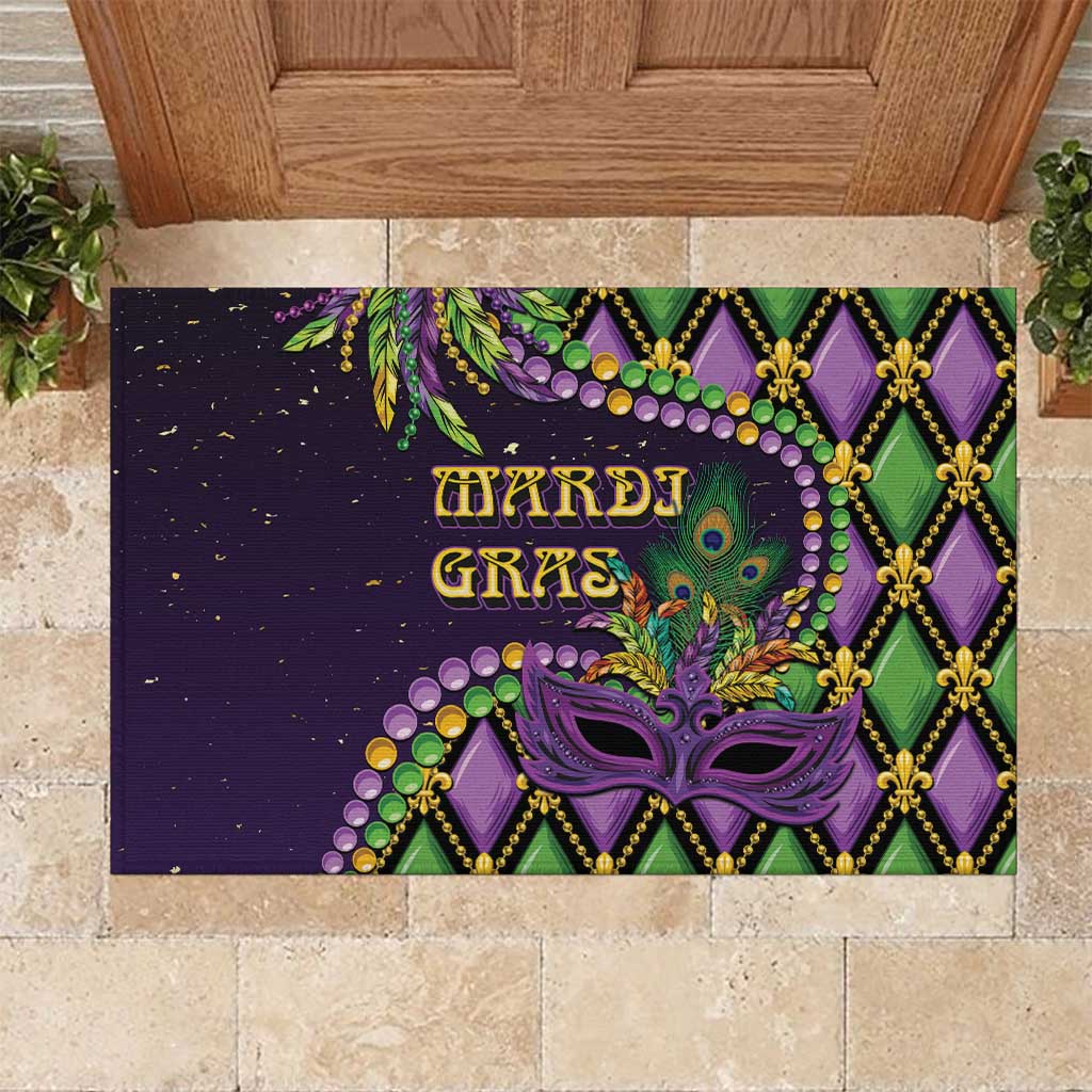 Mardi Gras Rubber Doormat Luxury Mask Fleur De Lis - Wonder Print Shop