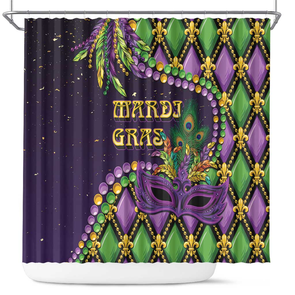 Mardi Gras Shower Curtain Luxury Mask Fleur De Lis