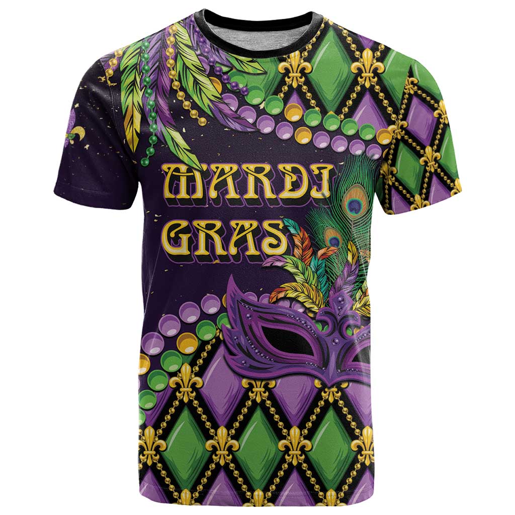 Personalized Mardi Gras T Shirt Luxury Mask Fleur De Lis