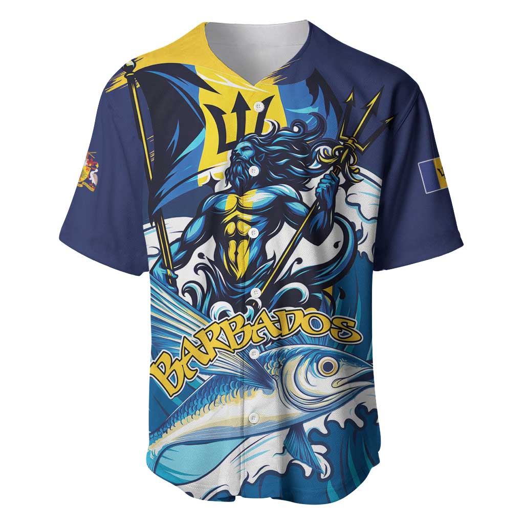 Personalized Barbados God Of The Sea Baseball Jersey Bajan Flying Fish Special Version - Wonder Print Shop