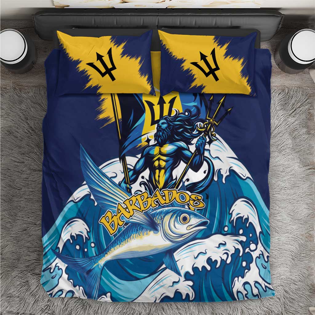 Blue and yellow ocean-themed duvet cover with two matching square pillowcases