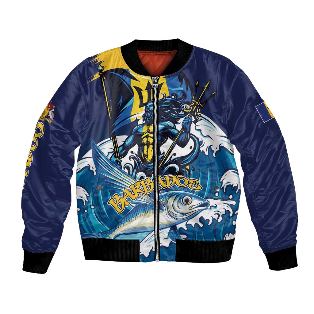 Personalized Barbados God Of The Sea Bomber Jacket Bajan Flying Fish Special Version - Wonder Print Shop