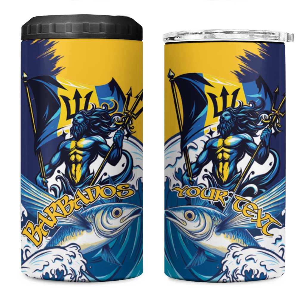 Personalized Barbados God Of The Sea 4 in 1 Can Cooler Tumbler Bajan Flying Fish Special Version - Wonder Print Shop