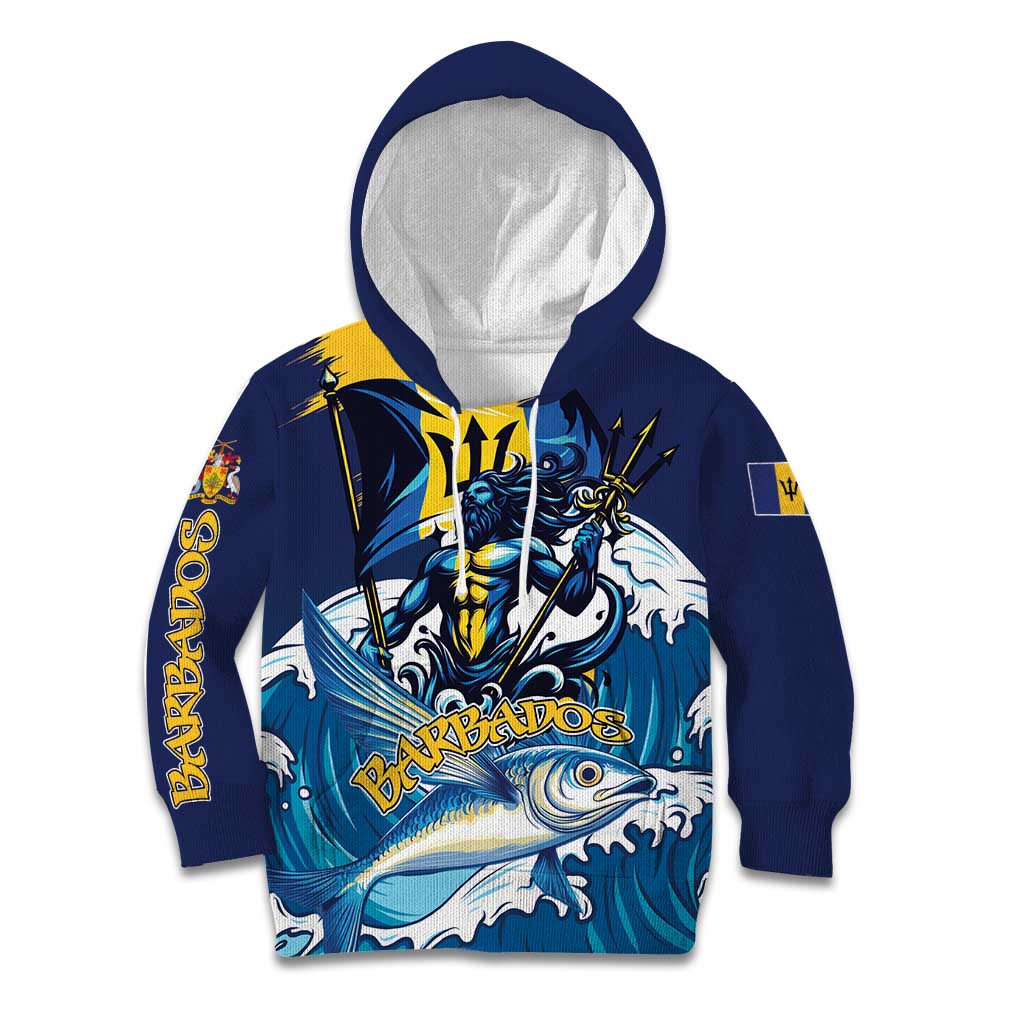 Personalized Barbados God Of The Sea Kid Hoodie Bajan Flying Fish Special Version - Wonder Print Shop