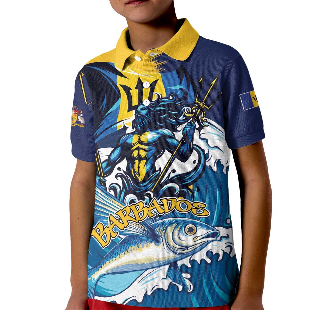 Personalized Barbados God Of The Sea Kid Polo Shirt Bajan Flying Fish Special Version - Wonder Print Shop