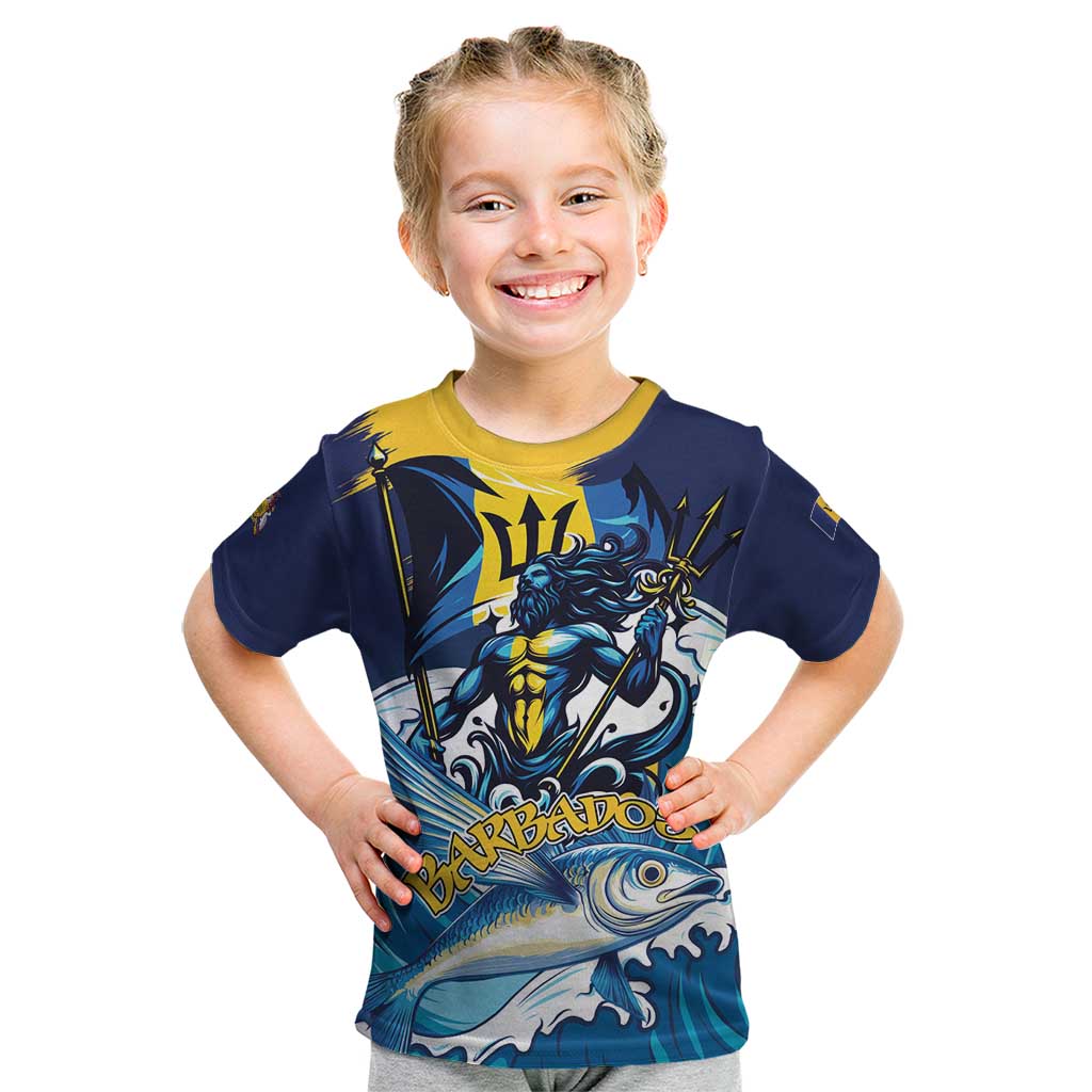 Personalized Barbados God Of The Sea Kid T Shirt Bajan Flying Fish Special Version - Wonder Print Shop