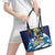 Barbados God Of The Sea Leather Tote Bag Bajan Flying Fish Special Version - Wonder Print Shop