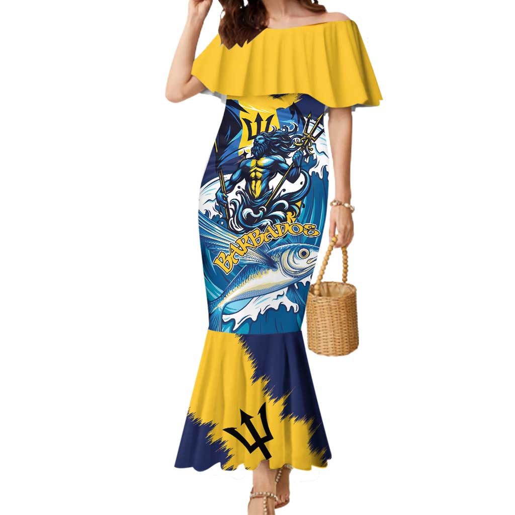 Personalized Barbados God Of The Sea Mermaid Dress Bajan Flying Fish Special Version - Wonder Print Shop