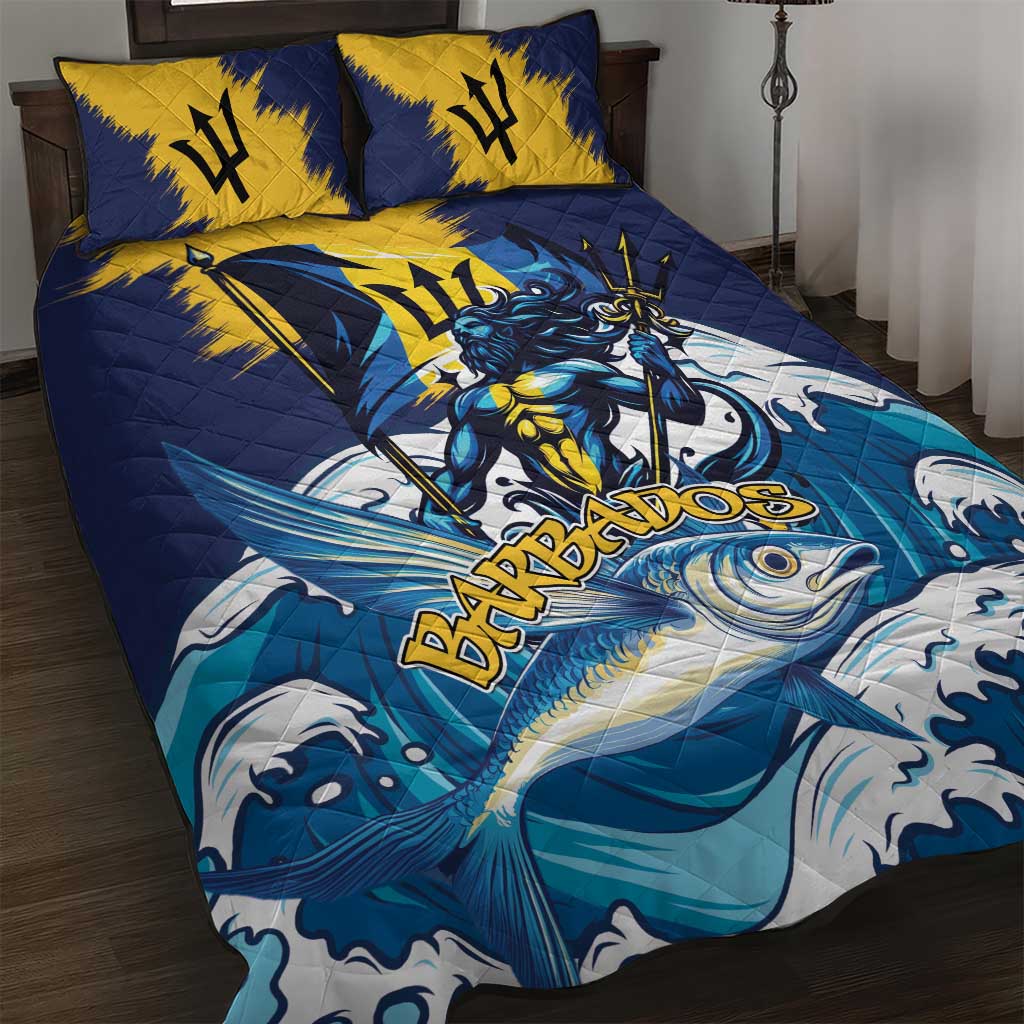 Barbados God Of The Sea Quilt Bed Set Bajan Flying Fish Special Version - Wonder Print Shop