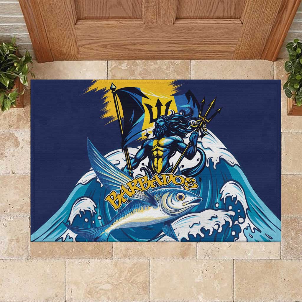 Barbados God Of The Sea Rubber Doormat Bajan Flying Fish Special Version - Wonder Print Shop