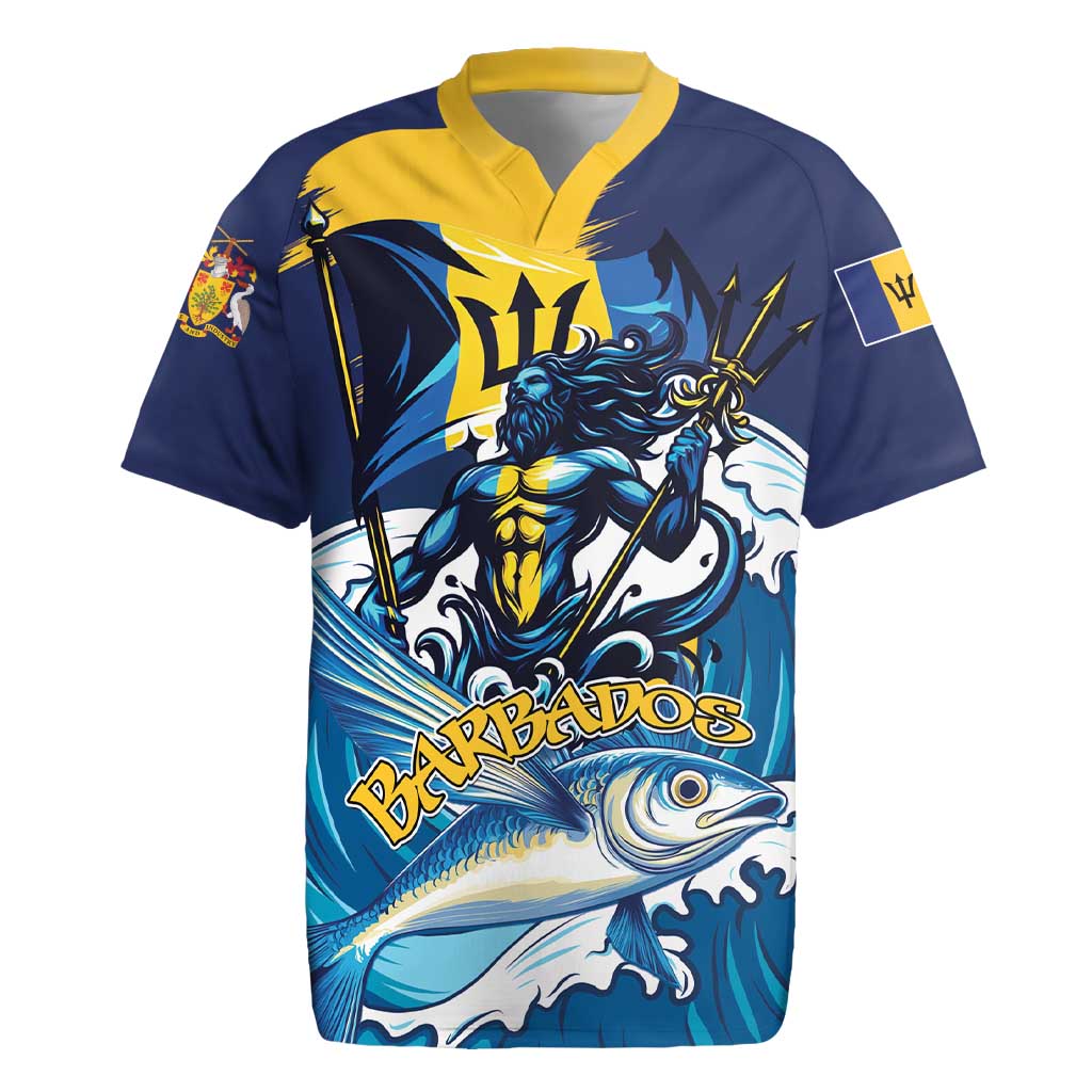 Personalized Barbados God Of The Sea Rugby Jersey Bajan Flying Fish Special Version - Wonder Print Shop