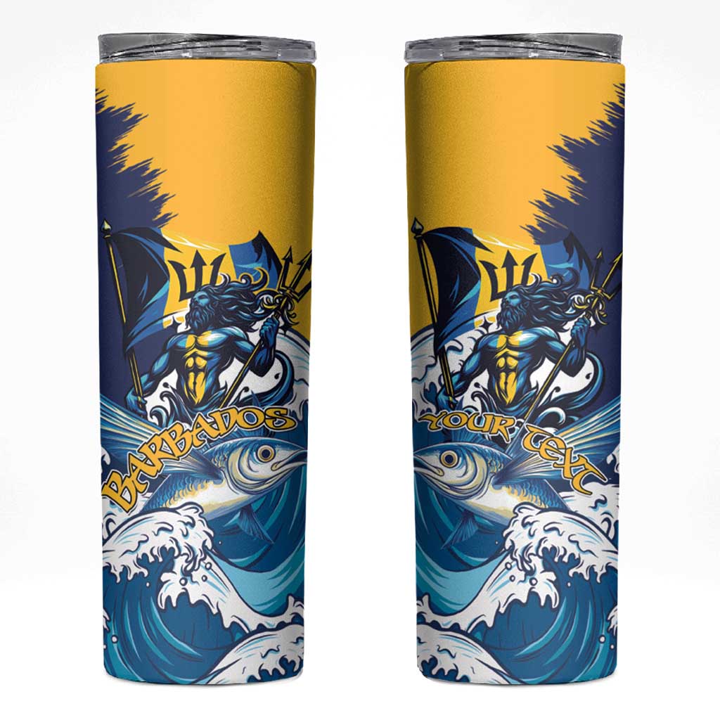 Personalized Barbados God Of The Sea Skinny Tumbler Bajan Flying Fish Special Version - Wonder Print Shop