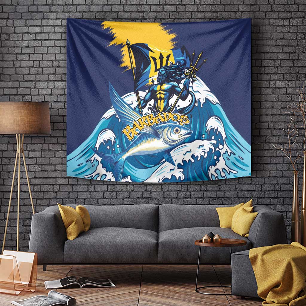 Barbados God Of The Sea Tapestry Bajan Flying Fish Special Version