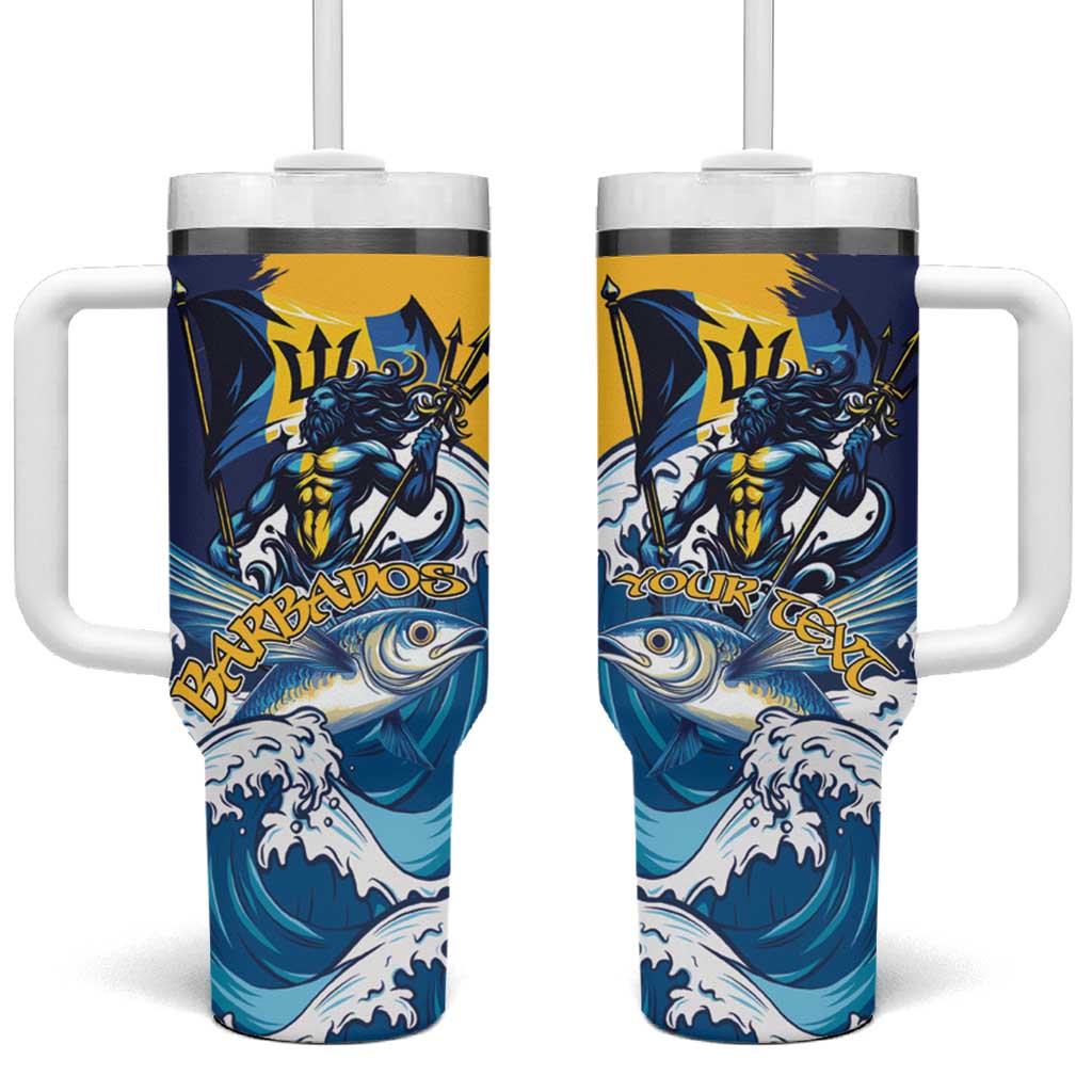 Personalized Barbados God Of The Sea Tumbler With Handle Bajan Flying Fish Special Version - Wonder Print Shop