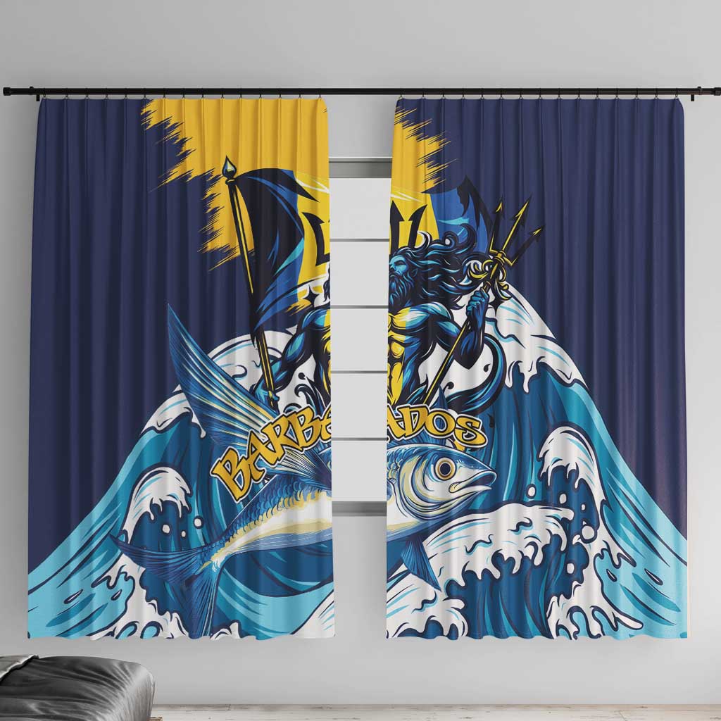 Barbados God Of The Sea Window Curtain Bajan Flying Fish Special Version - Wonder Print Shop