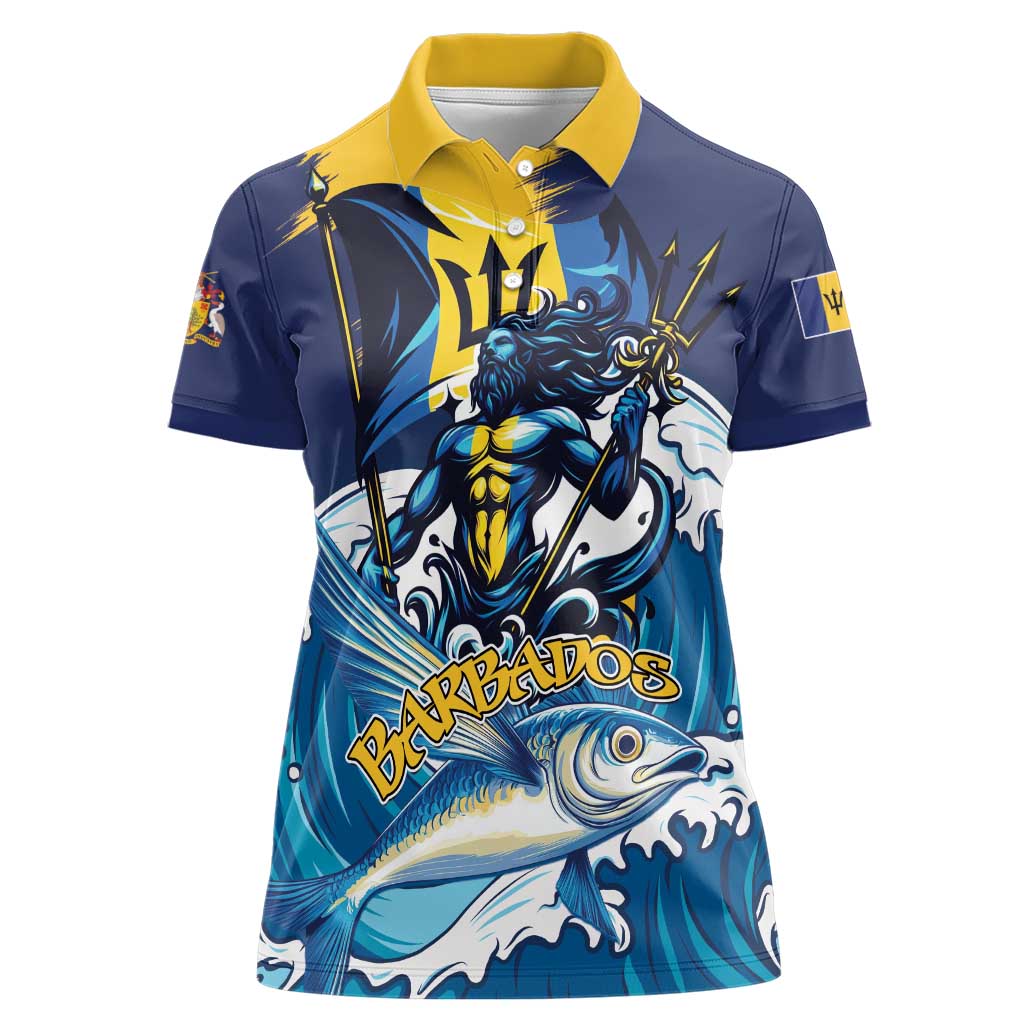 Personalized Barbados God Of The Sea Women Polo Shirt Bajan Flying Fish Special Version - Wonder Print Shop