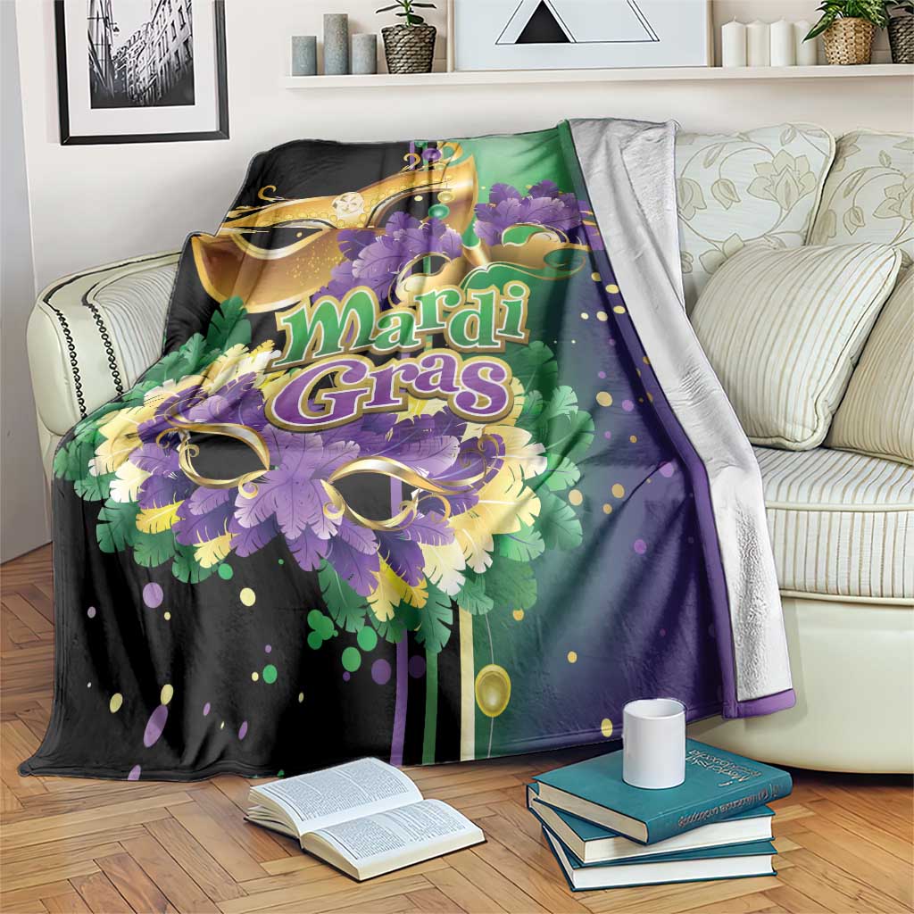 Personalized Mardi Gras Blanket Carnival Feathers Masks