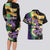 Personalized Mardi Gras Couples Matching Long Sleeve Bodycon Dress and Hawaiian Shirt Carnival Feathers Masks