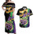 Personalized Mardi Gras Couples Matching Off Shoulder Maxi Dress and Hawaiian Shirt Carnival Feathers Masks