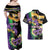 Personalized Mardi Gras Couples Matching Off Shoulder Maxi Dress and Hawaiian Shirt Carnival Feathers Masks