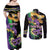 Personalized Mardi Gras Couples Matching Off Shoulder Maxi Dress and Long Sleeve Button Shirt Carnival Feathers Masks