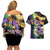 Personalized Mardi Gras Couples Matching Off Shoulder Short Dress and Hawaiian Shirt Carnival Feathers Masks