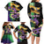 Personalized Mardi Gras Family Matching Long Sleeve Bodycon Dress and Hawaiian Shirt Carnival Feathers Masks