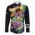 Personalized Mardi Gras Family Matching Long Sleeve Bodycon Dress and Hawaiian Shirt Carnival Feathers Masks