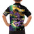 Personalized Mardi Gras Family Matching Off The Shoulder Long Sleeve Dress and Hawaiian Shirt Carnival Feathers Masks