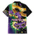 Personalized Mardi Gras Family Matching Off The Shoulder Long Sleeve Dress and Hawaiian Shirt Carnival Feathers Masks