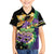 Personalized Mardi Gras Family Matching Off The Shoulder Long Sleeve Dress and Hawaiian Shirt Carnival Feathers Masks