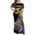 Personalized Mardi Gras Family Matching Off Shoulder Maxi Dress and Hawaiian Shirt Carnival Feathers Masks