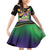 Personalized Mardi Gras Family Matching Off Shoulder Short Dress and Hawaiian Shirt Carnival Feathers Masks