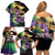 Personalized Mardi Gras Family Matching Off Shoulder Short Dress and Hawaiian Shirt Carnival Feathers Masks