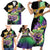 Personalized Mardi Gras Family Matching Short Sleeve Bodycon Dress and Hawaiian Shirt Carnival Feathers Masks