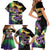 Personalized Mardi Gras Family Matching Short Sleeve Bodycon Dress and Hawaiian Shirt Carnival Feathers Masks