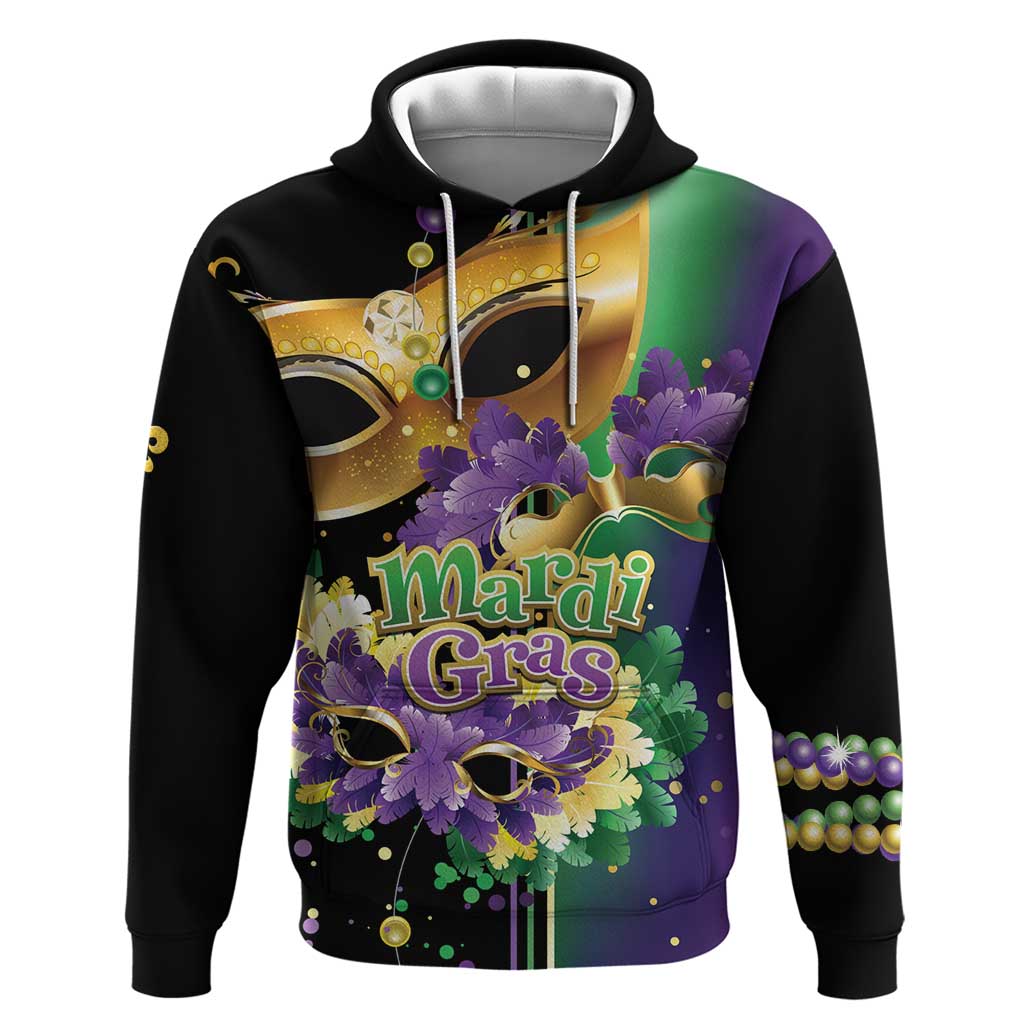 Personalized Mardi Gras Hoodie Carnival Feathers Masks