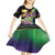 Personalized Mardi Gras Kid Short Sleeve Dress Carnival Feathers Masks