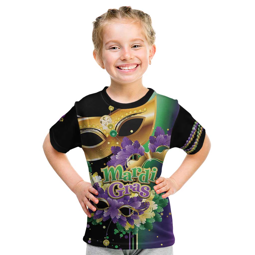 Personalized Mardi Gras Kid T Shirt Carnival Feathers Masks