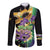 Personalized Mardi Gras Long Sleeve Button Shirt Carnival Feathers Masks