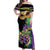 Personalized Mardi Gras Off Shoulder Maxi Dress Carnival Feathers Masks - Wonder Print Shop