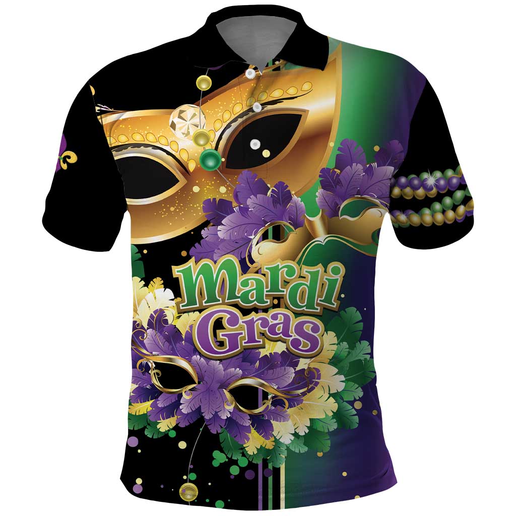 Personalized Mardi Gras Polo Shirt Carnival Feathers Masks - Wonder Print Shop