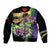 Personalized Mardi Gras Sleeve Zip Bomber Jacket Carnival Feathers Masks