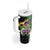 Personalized Mardi Gras Tumbler With Handle Carnival Feathers Masks