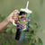 Personalized Mardi Gras Tumbler With Handle Carnival Feathers Masks