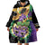 Personalized Mardi Gras Wearable Blanket Hoodie Carnival Feathers Masks