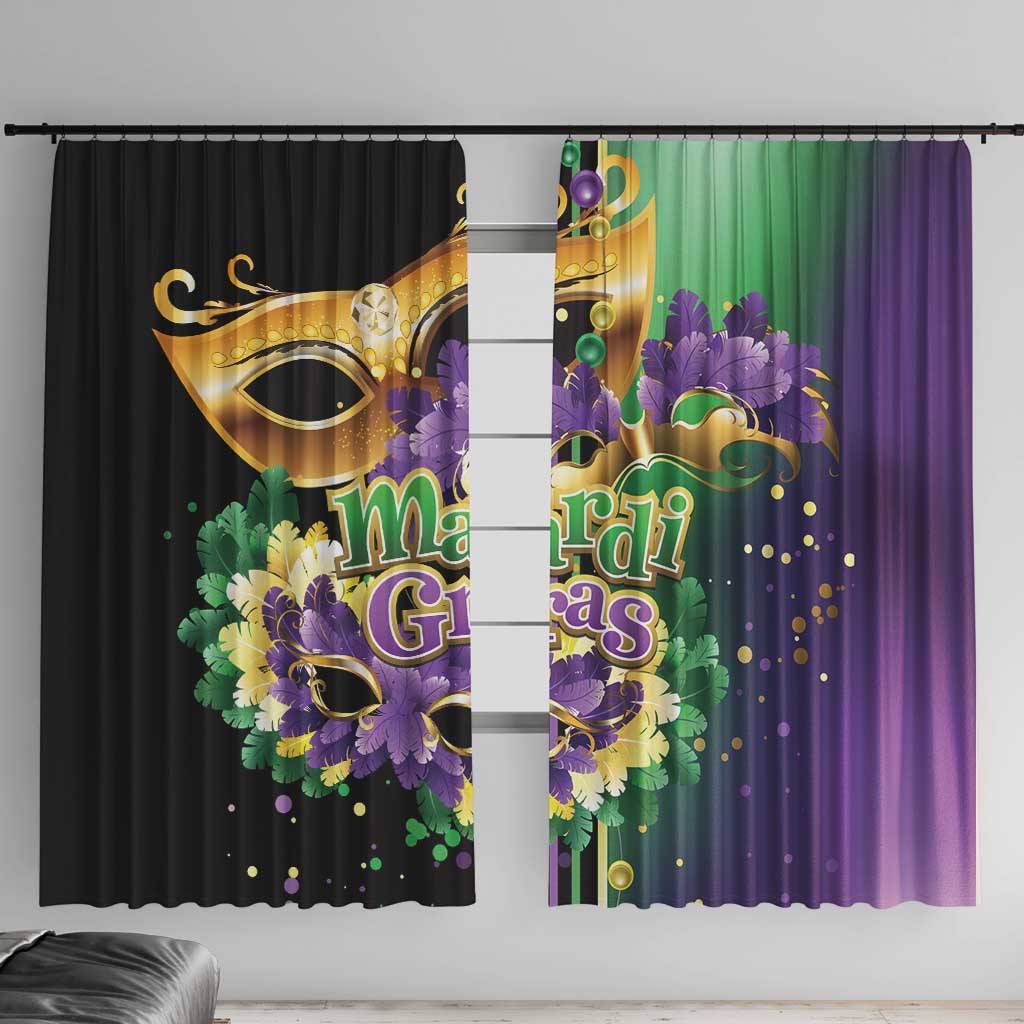 Personalized Mardi Gras Window Curtain Carnival Feathers Masks