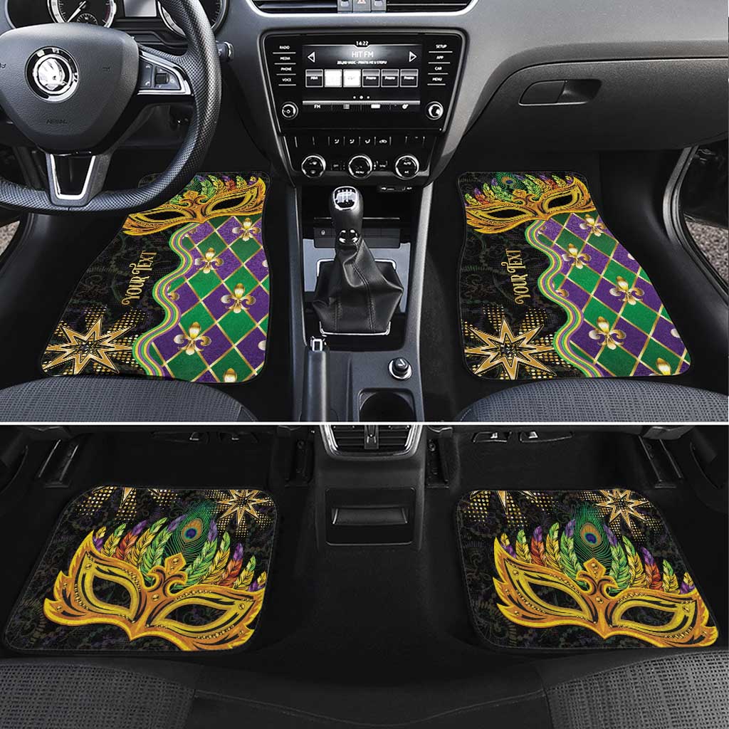 Personalized Mardi Gras Car Mats Gold Mask Unique Style